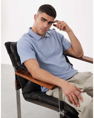ASOS Regular Fit Zip Polo - Blue