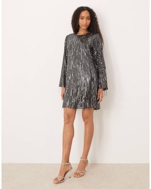 Y.A.S Fringed Sequin Mini Dress - Gray