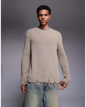 ASOS – locker geschnittener strickpullover - Grau