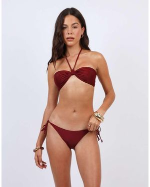 SIMMI Tie Side Bikini Bottoms With Bead Detail - Red