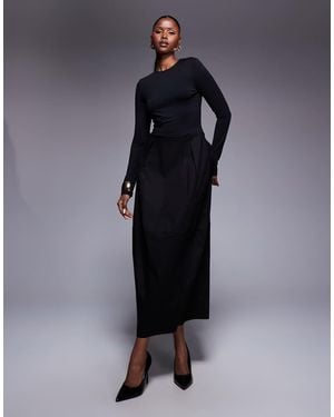 ASOS Hybrid Long Sleeve Cocoon Skirt Midi Dress - Blue
