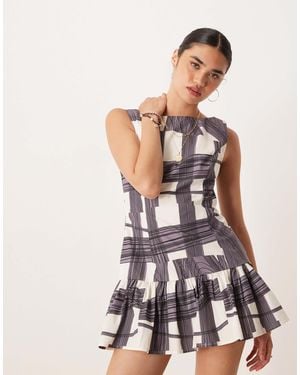 Vrg Grl Zak Sketch Print Mini Shift Dress - White