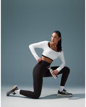4505 Leggings Da Palestra A Vita Alta Modellanti Senza Cuciture Color Crema Ganache - Grigio