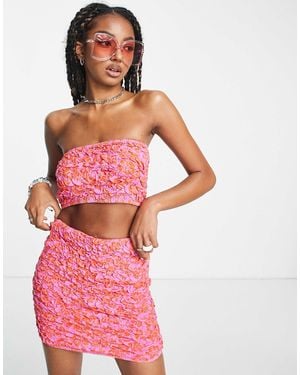 Collusion Floral Print Mini Skirt - Pink