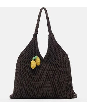 Pull&Bear Embellished Macramé Tote Bag - Black