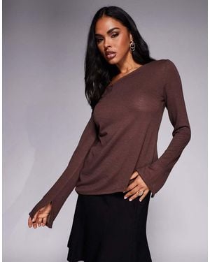 ASOS Off The Shoulder Sheer Knit-look Asymmetric Top - Purple