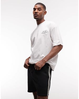 ASOS Oversized Jersey Shorts With Tape Detail - White