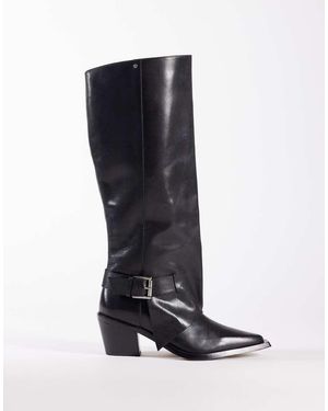 Bronx Botas Por La Rodilla Negras De Estilo Wéstern De Cuero New-Clint De - Azul