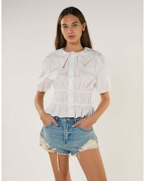 Glamorous Smocked Waist Blouse - White