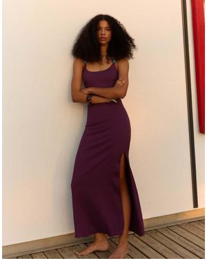 Bershka Rustic Strappy Midi Dress - Purple