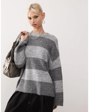 Noisy May – strukturierter, gestreifter oversize-pullover - Grau
