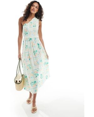 Native Youth Vestito Monospalla Al Polpaccio Con Arricciature - Blu