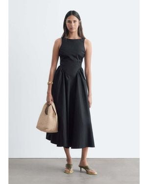 & Other Stories Cotton Maxi Dress With Drop Waist And Open Back - White