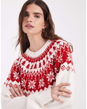 ASOS Christmas Snowflake Crew Neck Sweater - Red