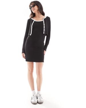 Pieces Contrast Cami Mini Dress Co-ord - Black