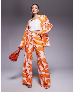 ASOS Tailored High Rise Seam Detail Pants With Linen - Orange