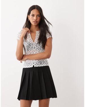 New Look Geplooide Mini Rok - Wit