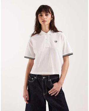 Fred Perry Sheer Tipped Logo Polo Shirt - White