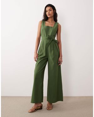 Nobody's Child Bessie Square Neck Bow Detail Jumpsuit - Green