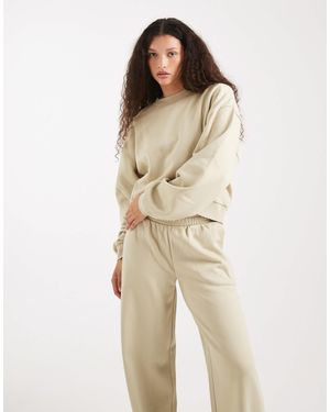 ASOS Balloon Sleeve Brushback Sweatshirt - Natural