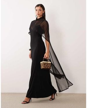 ASOS exaggerated Cape Maxi Dress - Black