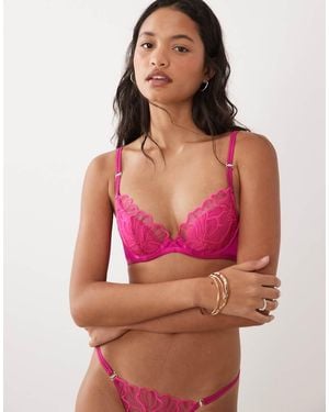 Ann Summers Floral Fling Padded Plunge Bra - Red