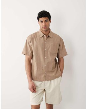 Jack & Jones Embroidered Short Sleeve Shirt - Natural