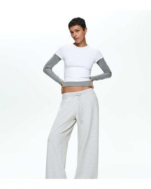 Bershka Tall Plush Jersey Trousers - White