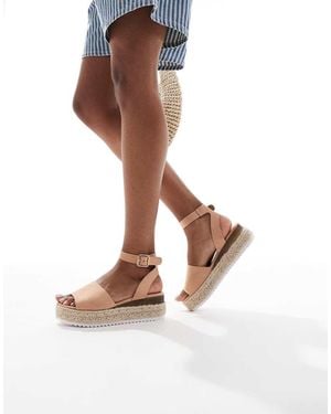 SEQWL Scarpe Flatform Stile Espadrilles - Marrone