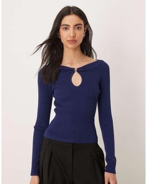 Abercrombie & Fitch Knitted Cut Out Front Hardware Top - Blue