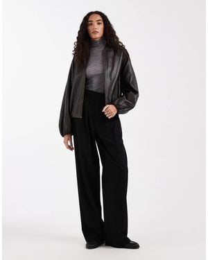 ASOS Tall Tailored Wide Leg Pants With Pleat Detail - Black