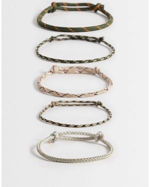 ASOS 5 Pack Rope Puller Bracelet - Gray