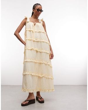 Daisy Street Chuck On Smock Maxi Dress With Ruffles - Natural