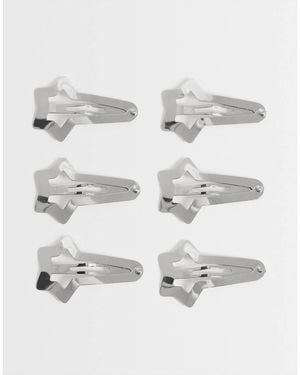 ASOS Pack Of 6 Mini Star Hair Clips - Grey