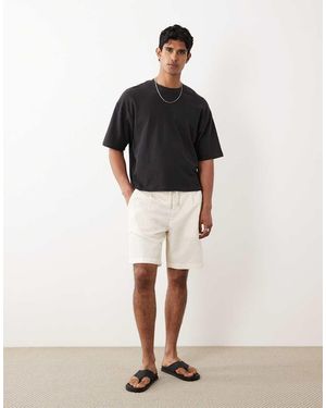 Mango Loose Fit Cotton Mix Draw String Shorts - Black