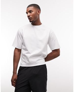 4505 Quick Dry Cotton Raw Hem Cropped Training T-shirt - White