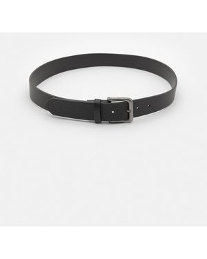 Pull&Bear Textured Leather Effect Belt - Black