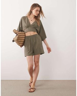 ASOS Pantalones Cortos Verde Salvia Con Detalle De Lazada (Parte De Un Conjunto) - Neutro