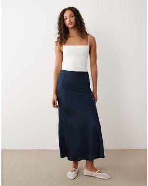 Vila Satin Maxi Skirt - Blue