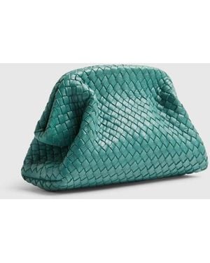River Island Premium Small Leather Woven Clutch Bag - Green