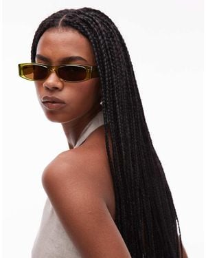 TOPSHOP Premium Seychelles Rectangular Acetate Sunglasses - Black