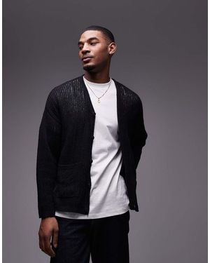 TOPMAN Gebreid Gehaakt Vest - Grijs