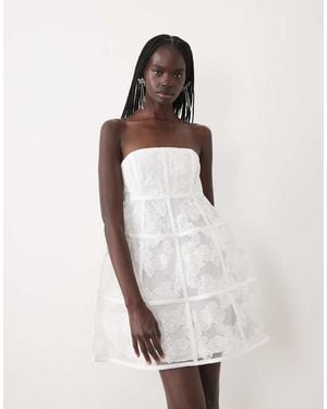 True Decadence Bandeau Cage Mini Dress - White
