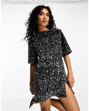 4th & Reckless Sequin Low Tie Back Mini Dress - Black