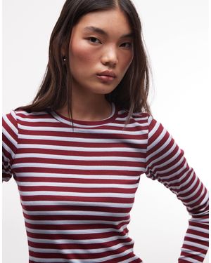 Monki Langarmoberteil mit streifen - Rot