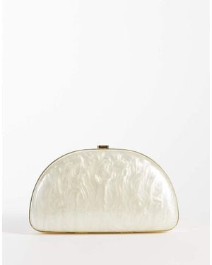 Mango Pearl Detail Clutch Bag - Natural