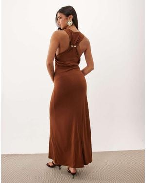 ASOS Zachte Maxi-Jurk Met Rechte Pasvorm En Detail Op De Rug - Bruin