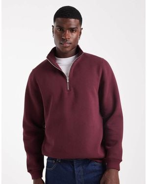 ASOS Standard Fit Quarter Zip - Red