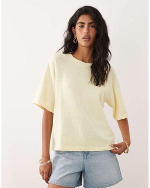 Vila Recht Gebreid T-Shirt Met Korte Mouwen - Naturel