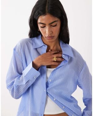Mango Belize Oversized Shirt Co-ord - Blue